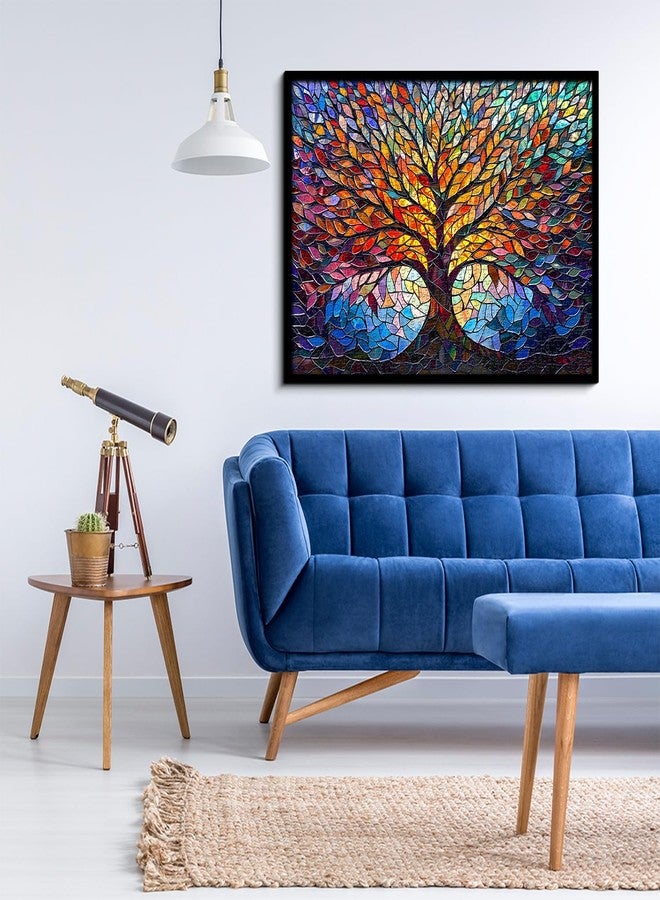 PICKFORU Stained Glass Puzzle Tree of Life Puzzles for Adults 1000 Pieces, Impossible Hard Difficult Challenging Puzzles for Adults, Colorful Mosaic Tree of Life Jigsaw Puzzle 1000 Pieces - Image 2